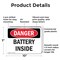 Signmission Battery Inside Danger Sign, Plastic, 10in W x 7in L, 2PK OS-2PACK-DS-P-710-L-2078 - alternate 7